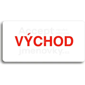 Informační tabulka Bílý piktogram "VÝCHOD" s červeným textem bez rámečku&nbsp;-