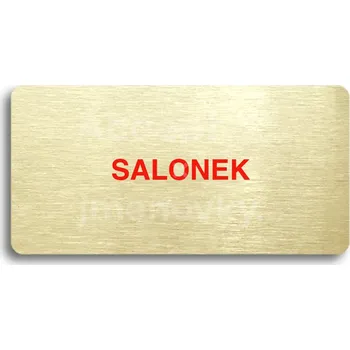 Informační tabulka Zlatý&nbsp;piktogram "SALONEK" s červeným textem bez rámečku&nbsp;-