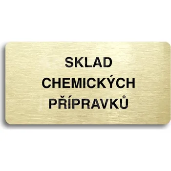 Informační tabulka Zlatý piktogram "SKLAD CHEMICKÝCH PŘÍPRAVKŮ" s černým&nbsp;textem bez rámečku&nbsp;-