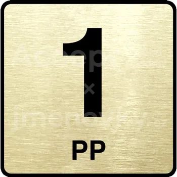 Informační tabulka Zlatý piktogram "1 PP" s černým&nbsp;textem a rámečkem&nbsp;-