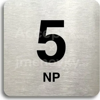 Informační tabulka Stříbrný piktogram "5 NP" s černým&nbsp;textem bez rámečku -