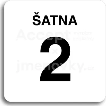 Informační tabulka Bílý piktogram "šatna 2" s černým textem bez rámečku -