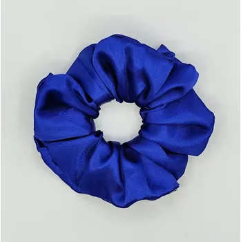 Saténová Scrunchie gumička modrá XL