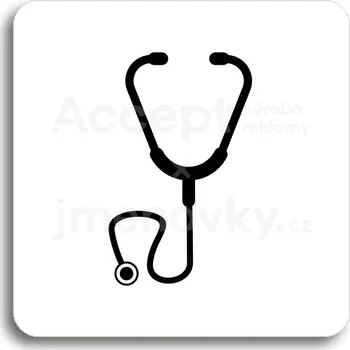 Informační tabulka Bílý piktogram "ordinace V" s černým textem bez rámečku&nbsp;-