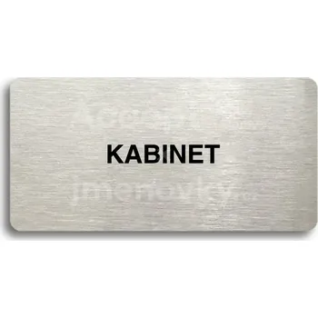 Informační tabulka Stříbrný piktogram "KABINET" s černým&nbsp;textem bez rámečku -