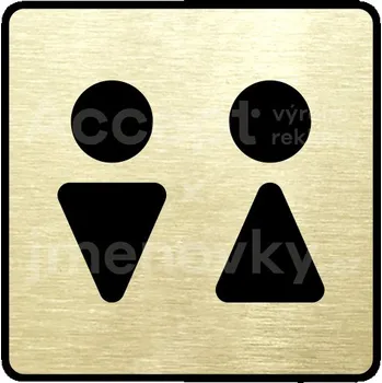 Informační tabulka Zlatý piktogram "WC muži, ženy II" s černým&nbsp;textem a rámečkem&nbsp;-