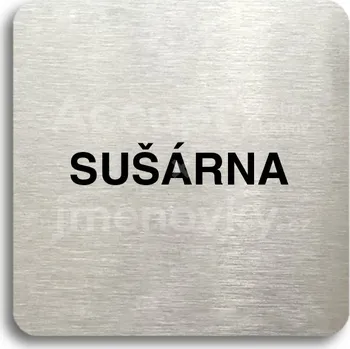 Informační tabulka Stříbrný piktogram "sušárna" s černým&nbsp;textem bez rámečku -