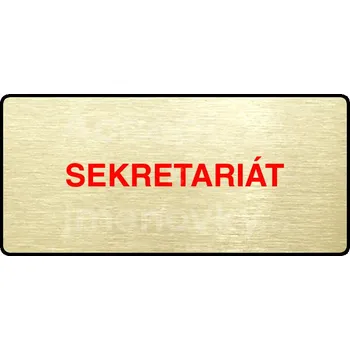 Informační tabulka Zlatý&nbsp;piktogram "SEKRETARIÁT" s červeným textem a rámečkem&nbsp;-
