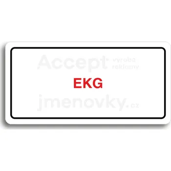 Informační tabulka Bílý piktogram "EKG" s červeným textem a rámečkem&nbsp;-