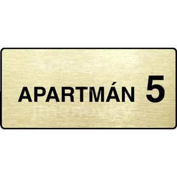 Informační tabulka Zlatý piktogram "APARTMÁN 5 II" s černým&nbsp;textem a rámečkem&nbsp;-