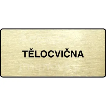 Značení Zlatý piktogram "TĚLOCVIČNA" s černým&nbsp;textem a rámečkem&nbsp;-