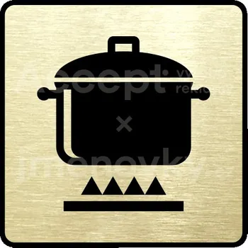 Značení Zlatý piktogram "kuchyň III" s černým textem a rámečkem -