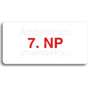 Informační tabulka Bílý piktogram "7. NP" s červeným textem bez rámečku&nbsp;-