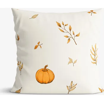 Povlak na dekorativní polštářek Bavlněný povlak na polštář - Podzimní dýně a lístky 40 x 60 cm