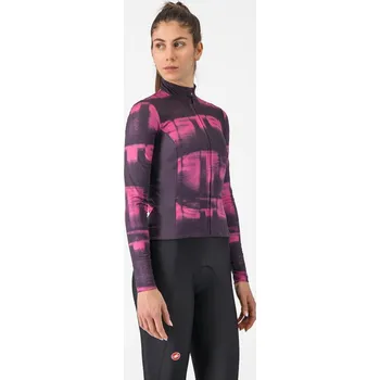 cyklistický dres Cyklistický dres CASTELLI BLUR THERMAL JERSEY W - dark night shade/violet pink L