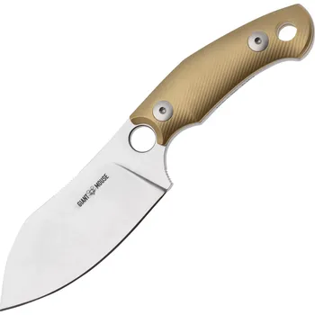 kapesní nůž Giant Mouse GMF1-XL Frézovaná mosaz / Saténová čepel Elmax / Burgundské kožené pouzdro