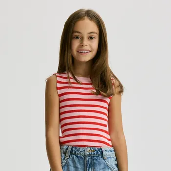 Dívčí svetr Reserved - Pruhovaný žebrovaný top - růžová - 254DB-30X - 254DB-30X-158