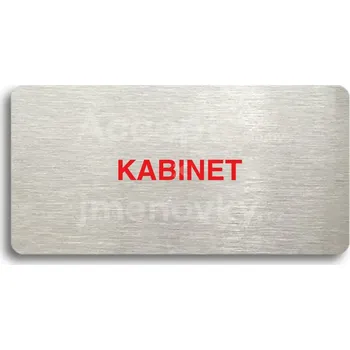 Značení Stříbrný&nbsp;piktogram "KABINET" s červeným textem bez rámečku&nbsp;-