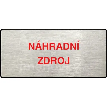 Značení Stříbrný&nbsp;piktogram "NÁHRADNÍ ZDROJ" s červeným textem a rámečkem&nbsp;-
