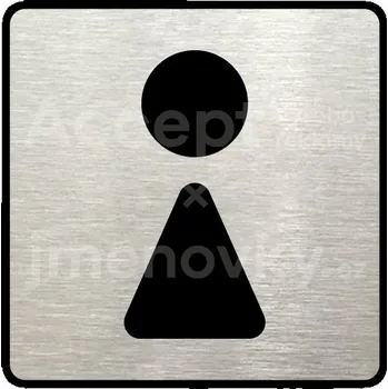 Informační tabulka Stříbrný piktogram "WC ženy II" s černým textem a rámečkem -