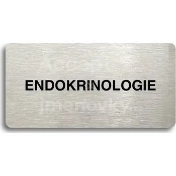 Informační tabulka Stříbrný piktogram "ENDOKRINOLOGIE" s černým&nbsp;textem bez rámečku -