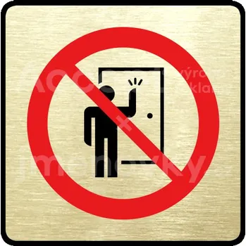 Značení Zlatý piktogram "neklepat! III" s červeným textem a rámečkem -