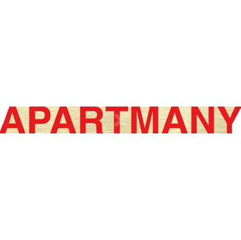 Informační tabulka Zlatý&nbsp;piktogram "APARTMÁNY" s červeným textem bez rámečku&nbsp;-