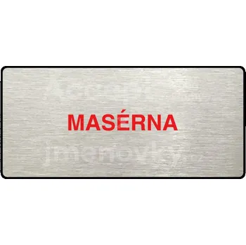 Informační tabulka Stříbrný&nbsp;piktogram "MASÉRNA" s červeným textem a rámečkem&nbsp;-