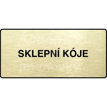 Informační tabulka Zlatý piktogram "SKLEPNÍ KÓJE" s černým&nbsp;textem a rámečkem&nbsp;-