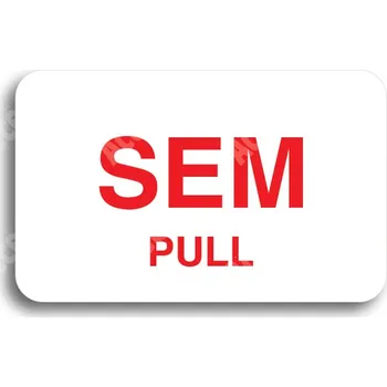 Informační tabulka Bílý piktogram "SEM - TAM - typ 05" s červeným textem bez rámečku - 80 x 50 mm