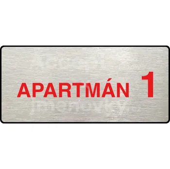 Informační tabulka Stříbrný&nbsp;piktogram "APARTMÁN 1 II" s červeným textem a rámečkem&nbsp;-