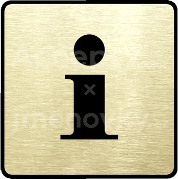 Informační tabulka Zlatý piktogram "informace" s černým textem a rámečkem - 80 x 80 mm