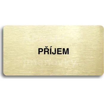Značení Zlatý piktogram "PŘÍJEM" s černým&nbsp;textem bez rámečku&nbsp;-