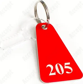 Klíčenka plastová trojúhelníková (38 x 60 mm) - červenobílá