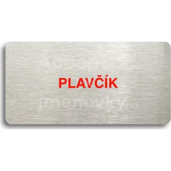Značení Stříbrný&nbsp;piktogram "PLAVČÍK" s červeným textem bez rámečku&nbsp;-