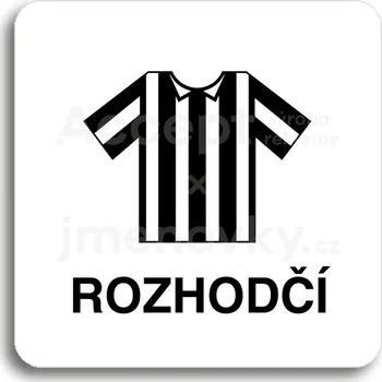 Informační tabulka Bílý piktogram "rozhodčí II" s černým textem bez rámečku -