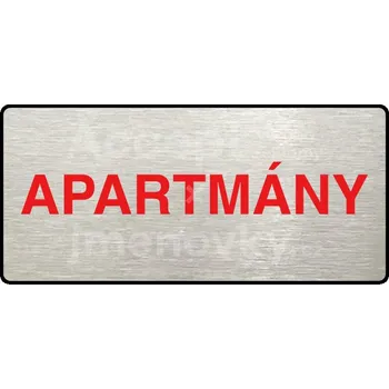 Informační tabulka Stříbrný&nbsp;piktogram "APARTMÁNY" s červeným textem a rámečkem&nbsp;-