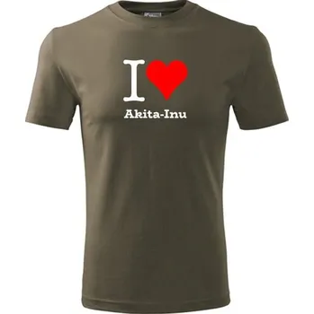 Army tričko I love Akita-Inu - dárek pro pejskaře - barva hnědá - velikost XXL