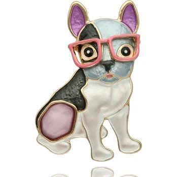 Brož Yvon Magnetická brož ve tvaru psa v barevném smaltovaném provedení vícebarevná