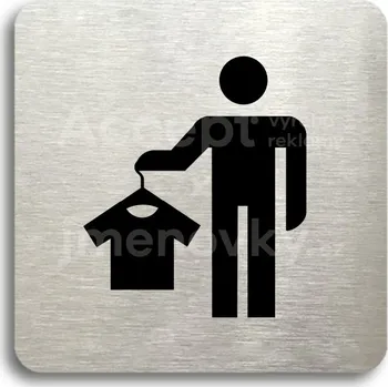 Informační tabulka Stříbrný piktogram "převlékací box VIII" s černým textem bez rámečku - 80 x 80 mm