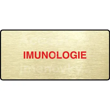 Informační tabulka Zlatý&nbsp;piktogram "IMUNOLOGIE" s červeným textem a rámečkem&nbsp;-
