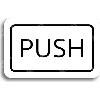 Informační tabulka Bílý piktogram "SEM - TAM - typ 23" s černým textem a rámečkem - 80 x 50 mm