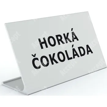 Jmenovka na stůl Informační stojánek D-62 "HORKÁ ČOKOLÁDA" - stříbrná