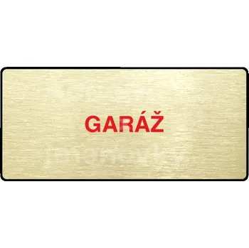 Informační tabulka Zlatý&nbsp;piktogram "GARÁŽ" s červeným textem a rámečkem&nbsp;-