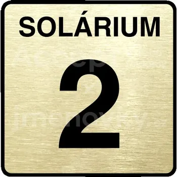 Informační tabulka Zlatý piktogram "solárium 2" s černým textem a rámečkem - 80 x 80 mm