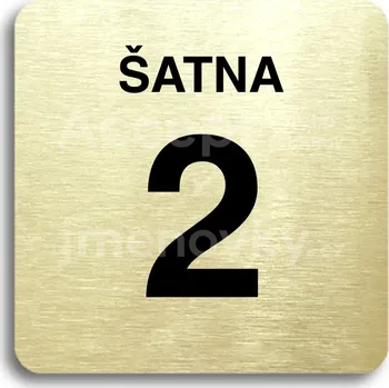 Značení Zlatý piktogram "šatna 2" s černým textem bez rámečku -