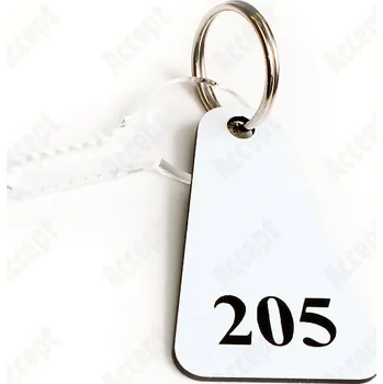 Klíčenka plastová trojúhelníková (38 x 60 mm) - bíločerná