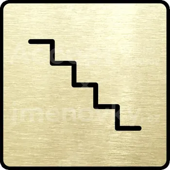 Informační tabulka Zlatý piktogram "schodiště" s černým&nbsp;textem a rámečkem&nbsp;-