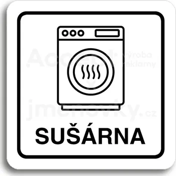Značení Bílý piktogram "sušárna II" s černým textem a rámečkem&nbsp;-