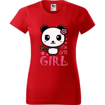 Dámské tričko DOBRÝ TRIKO Dámské tričko s potiskem Cute girl Barva: Červená, Velikost: XS